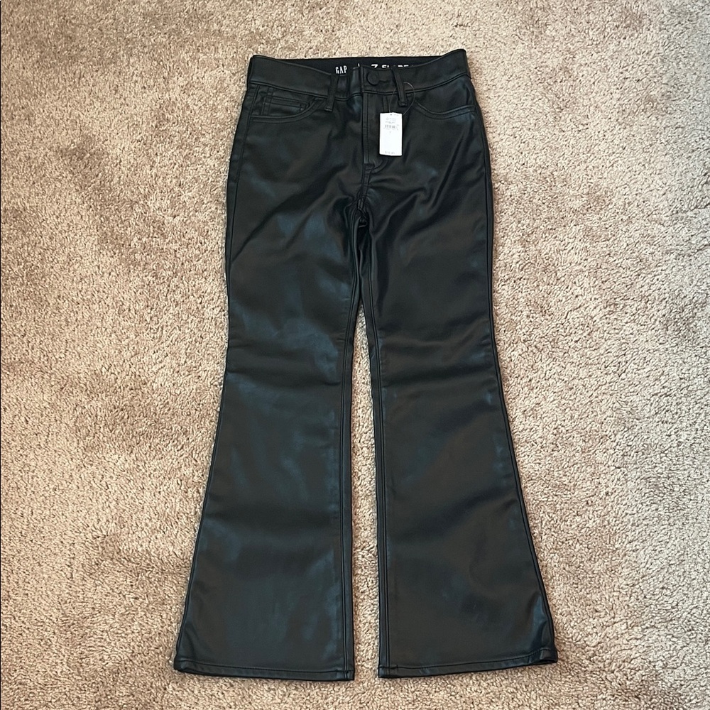 NWT Gap Faux Leather Girls High Rise Flares